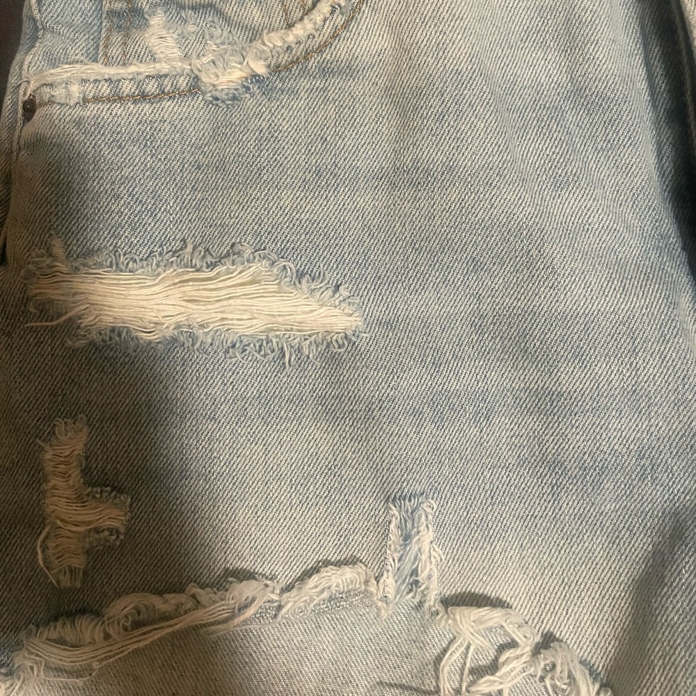 Zara Light Blue Ripped Jean Shorts - Picture 6 of 7